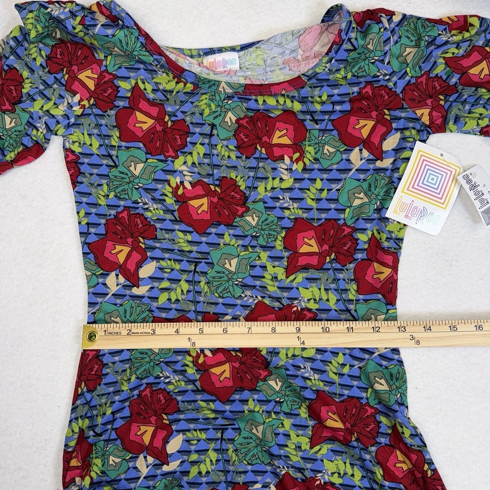 LuLaRoe Ana Dress Womens Small Blue Red Floral Geometric Maxi‎ Dress NWT - Picture 9 of 15